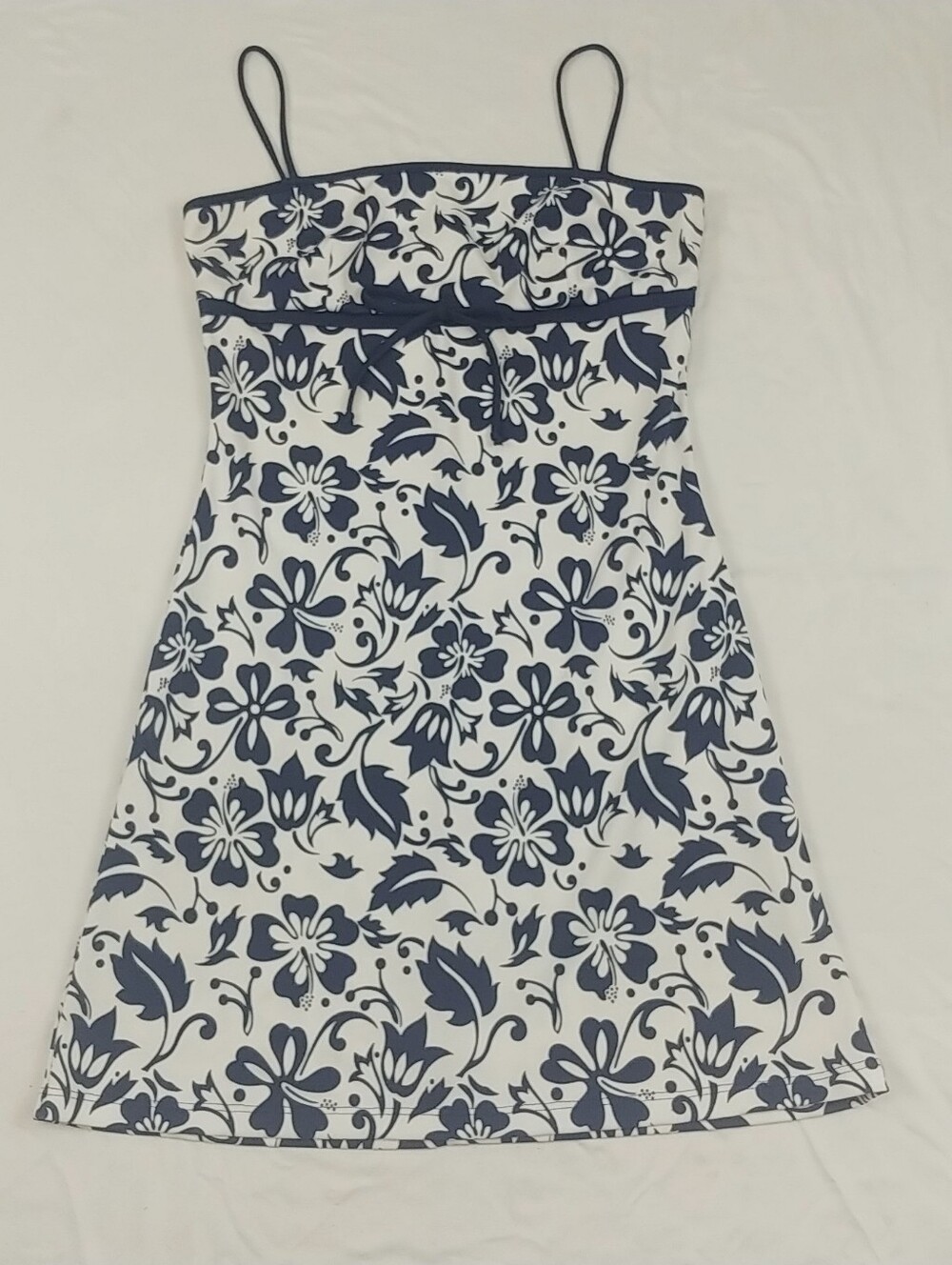 XI Paisley Mini Dress Women M White Navy Stretch Beach Resort Clubbing BoHo